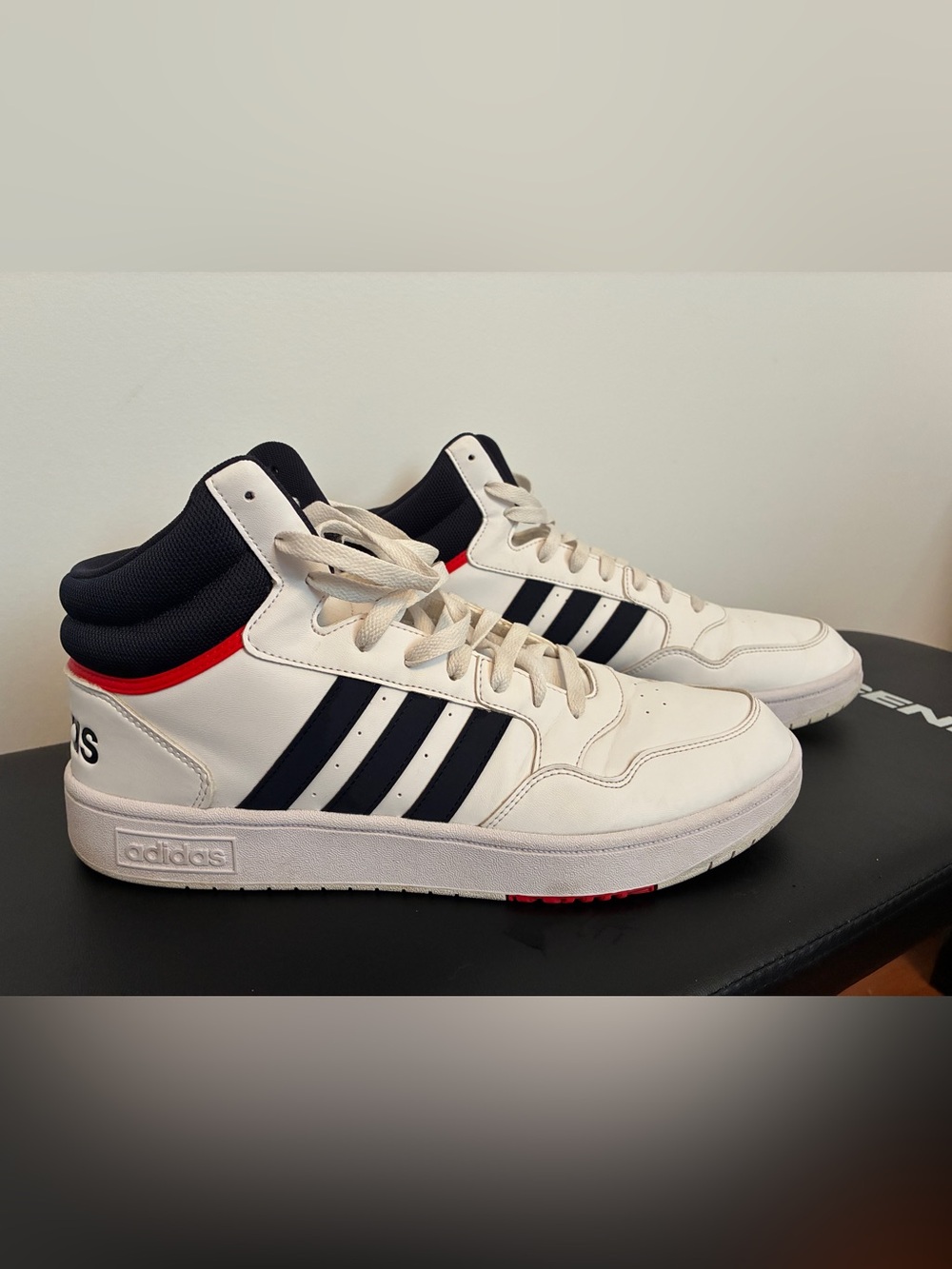 Adidas Hoops 3.0 Mid Classic Men’s Size 11 White Navy Red High Top Sneakers